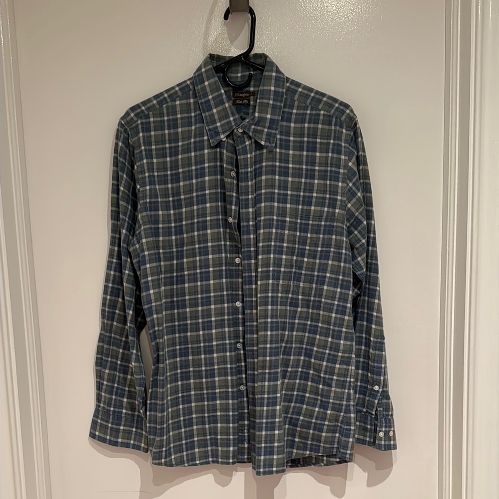J McLaughlin Green and Blue Casual Button Down Shirt